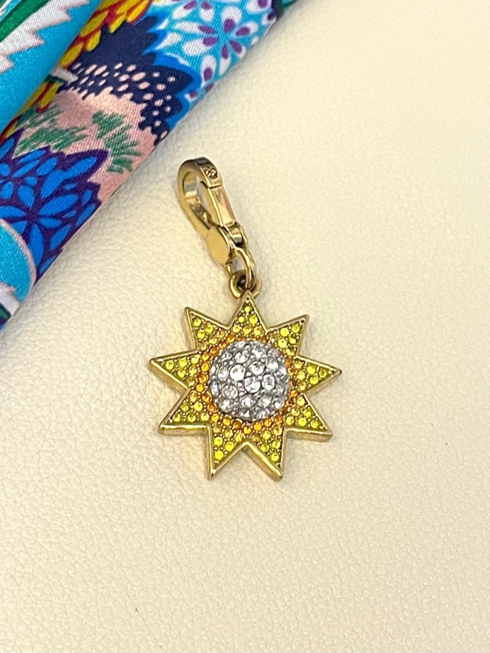 Juicy Couture Gold Starburst Crystal Charm - Yellow, Orange and Clear Pave
